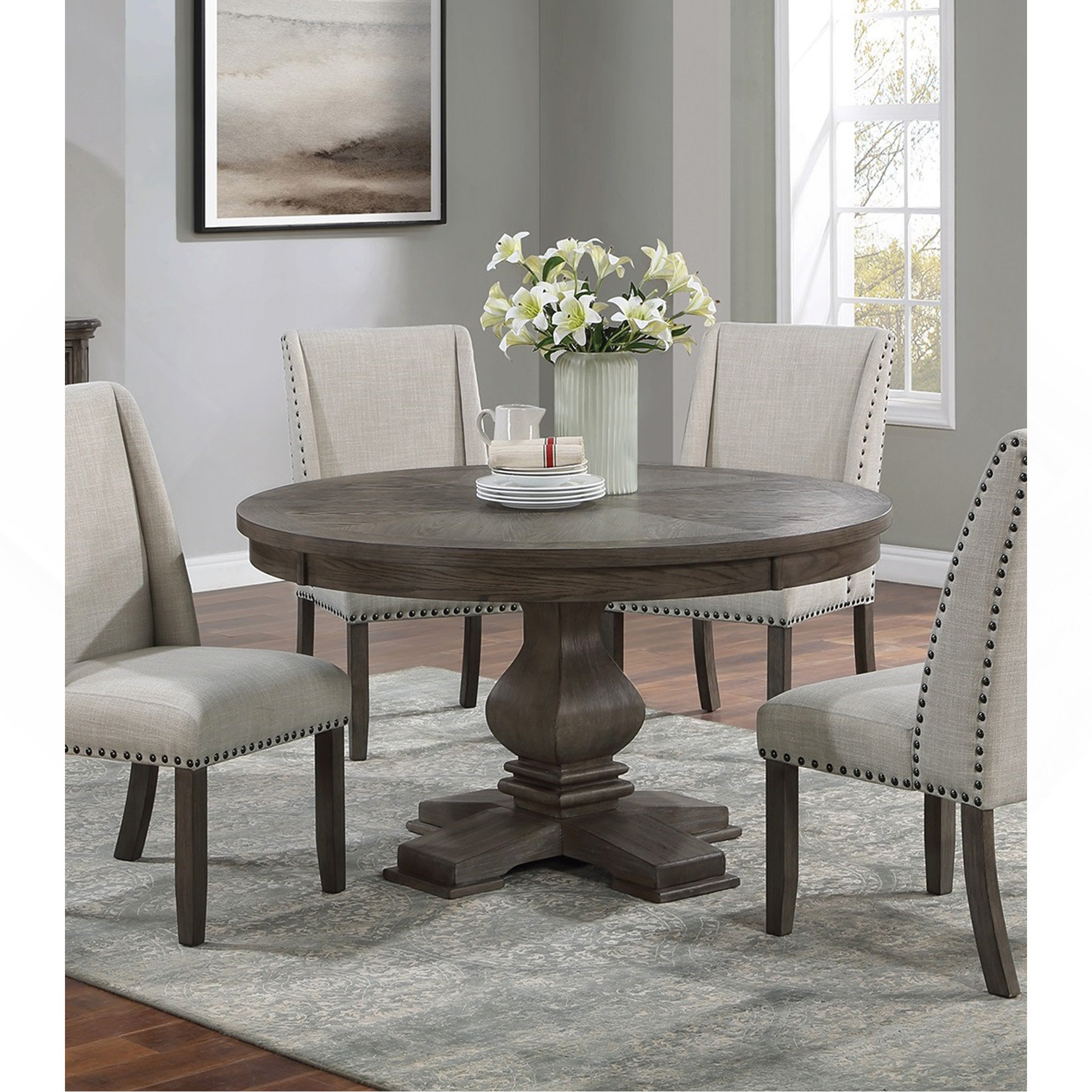 Darby Home Co Traditional Formal 54"DIA Round Dining Table Pedestal ...